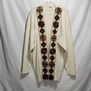 Vintage  P. A. International Womens‎ Sweater Cardigan Size XL Bejeweled